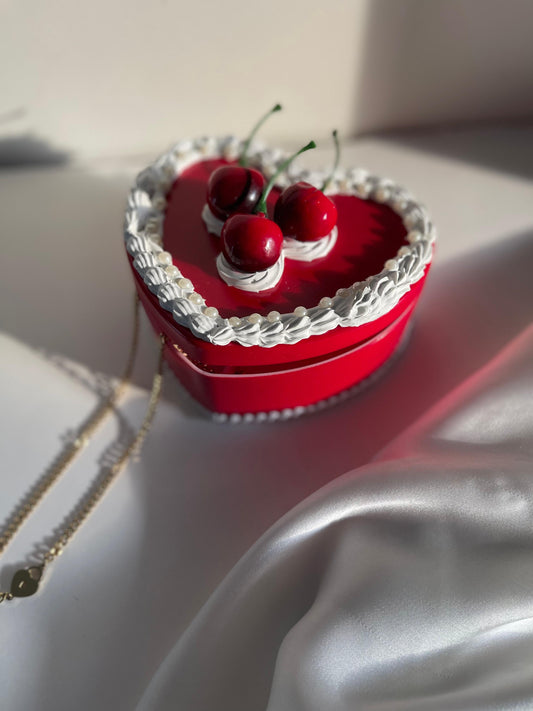 Red Velvet Heart Cake Jewellery Box